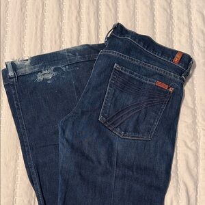 7 For All Mankind Dark Blue Straight Leg Jeans